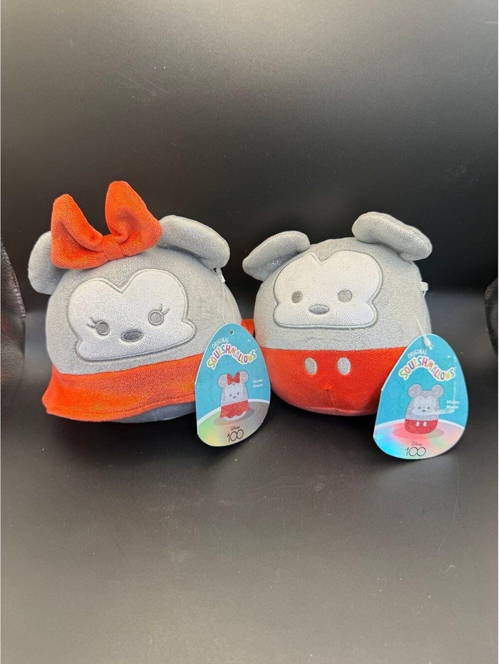 Disney 100 Squishmallows Mickey & Minnie Mouse Silver Red Plush Pair w/ Tags
